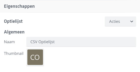 Optielijst eigenschappen